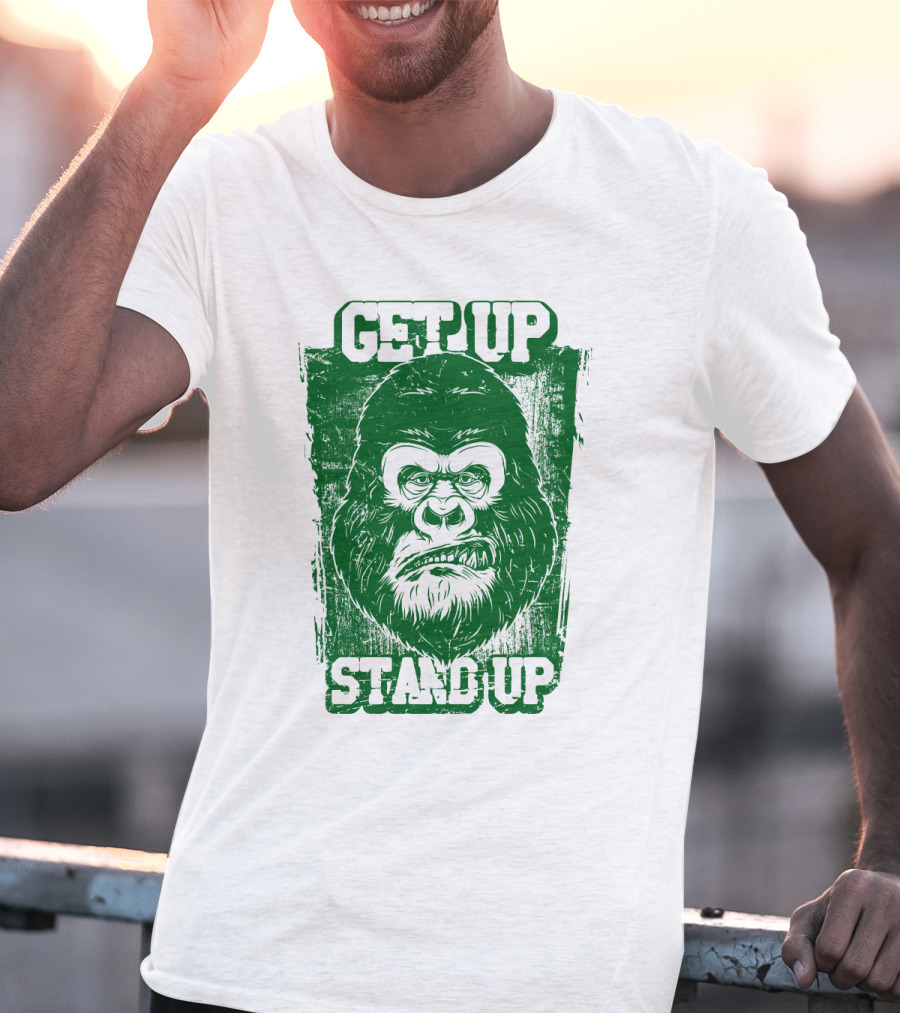GET UP STAND UP Gorilla Face T-Shirt
