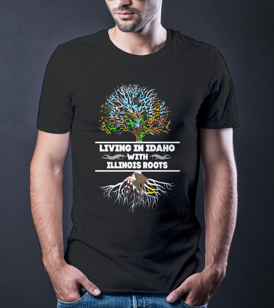Idaho Residency Embracing Illinois Heritage With Vibrant Tree And Roots T-Shirt