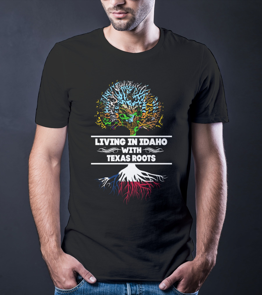 Idaho Living Texas Roots Tree Graphic With Vibrant Colorful T-Shirt