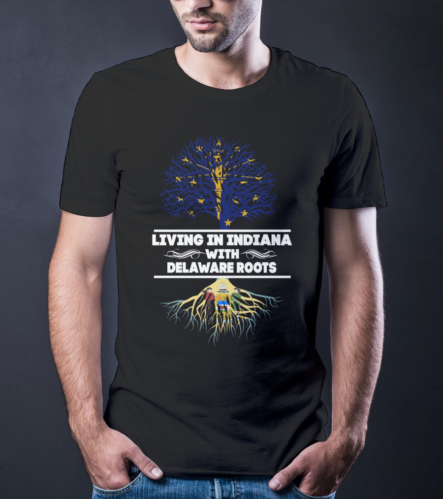 Living In Indiana With Delaware Roots Deep Tree Symbol Connection T-Shirt