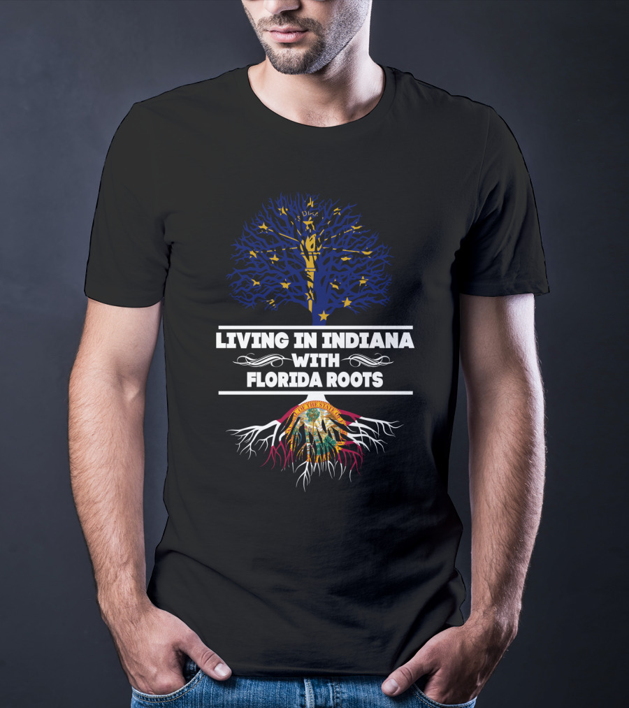 Indiana State Pride Meets Florida Heritage Tree Roots Fusion T-Shirt