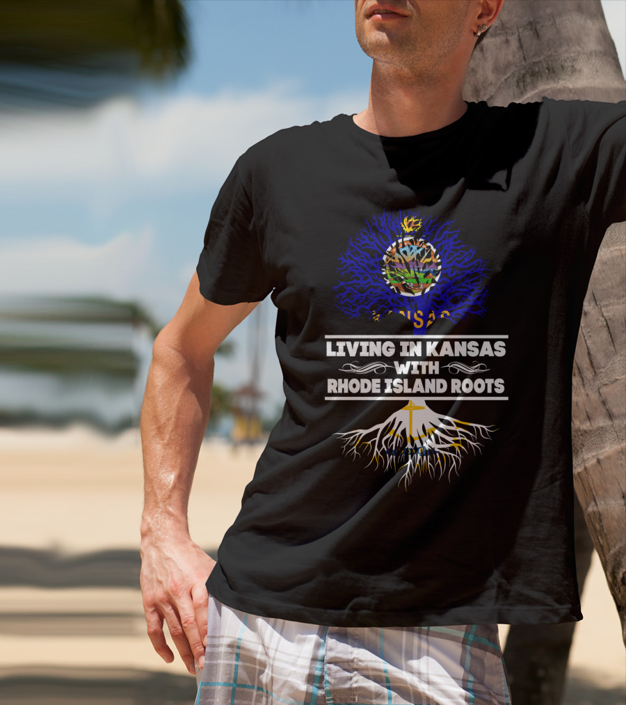 Living In Kansas With Rhode Island Roots Kansas State Seal Tree T-Shirt