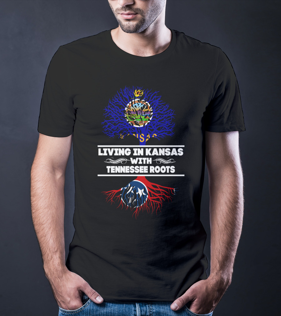 Kansas Heritage Meets Tennessee Connection With State Flag Roots T-Shirt