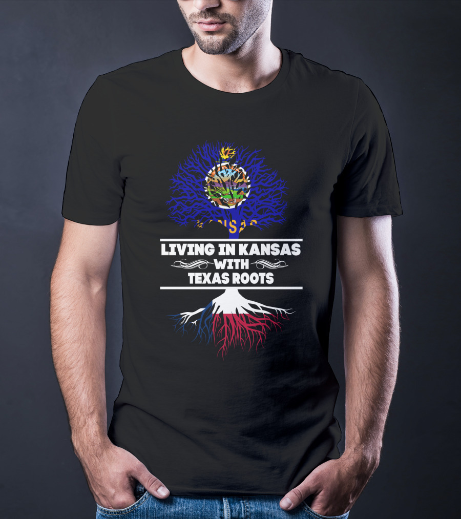 Kansas State Love With Hidden Texas Heritage Tree Flag T-Shirt