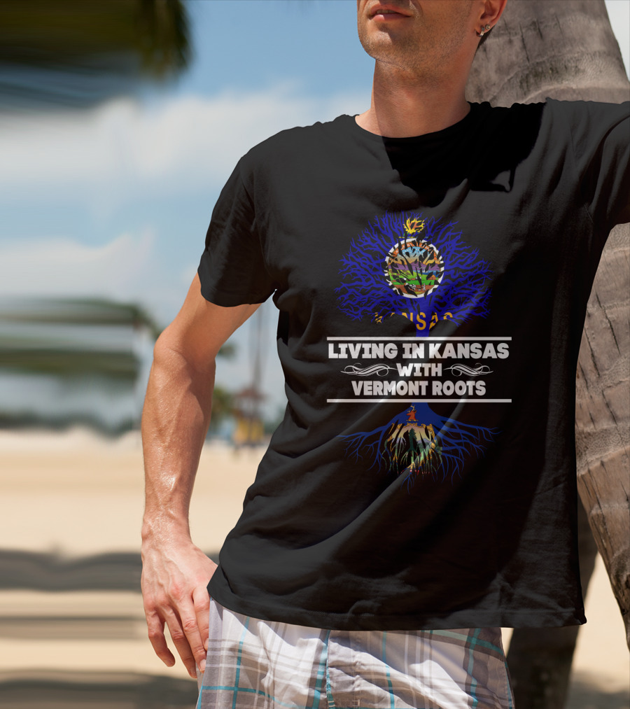 Kansas Pride With Deep Vermont Heritage Tree T-Shirt