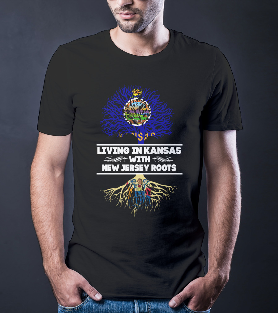 Living In Kansas Embracing New Jersey Roots With State Symbols Tree T-Shirt