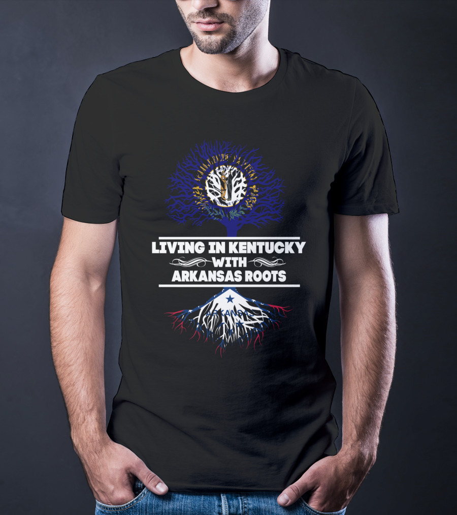 Kentucky And Arkansas Heritage Tree Design With State Roots Connection T-Shirt