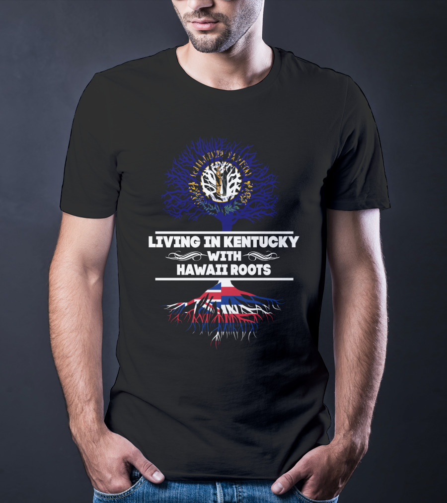 Kentucky Heritage Blending With Hawaiian Roots Patriotic Tree T-Shirt