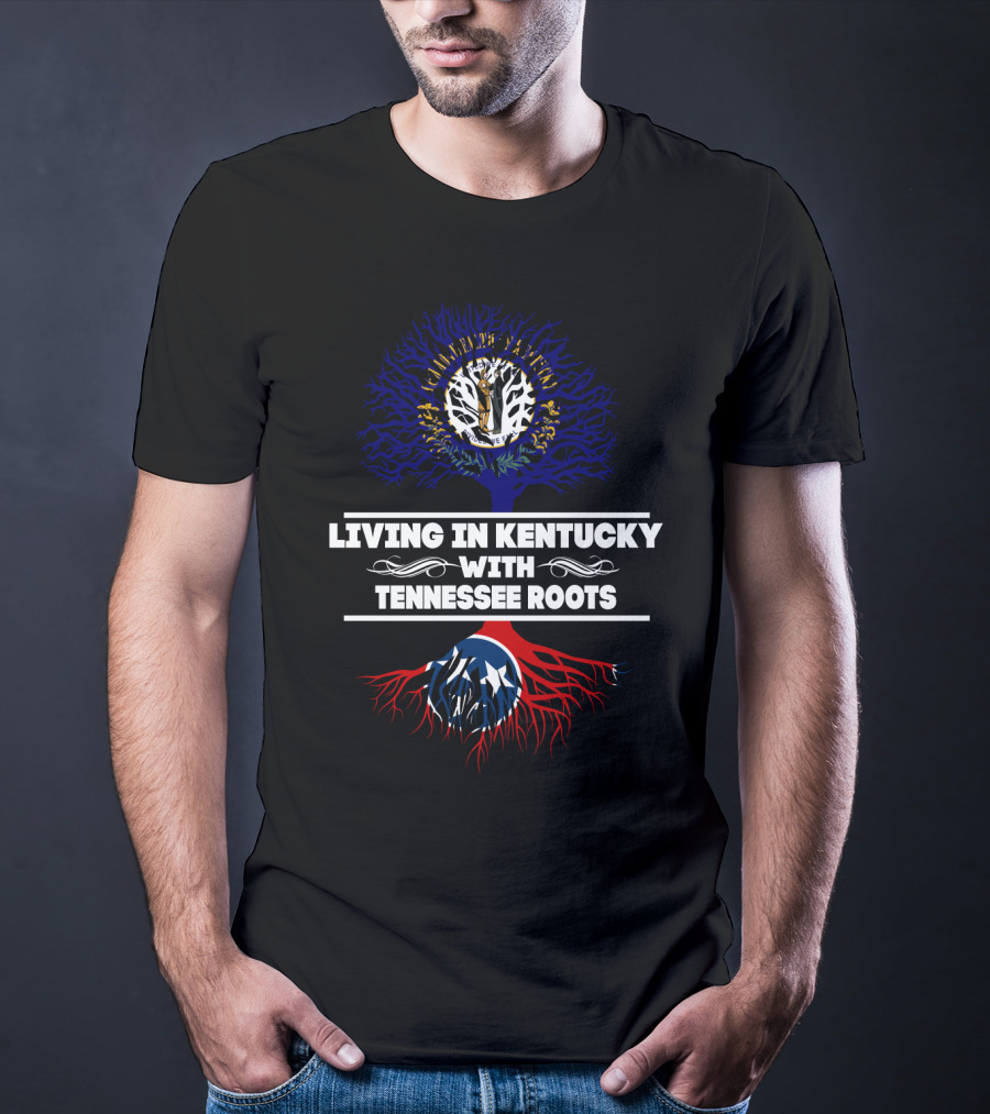 Kentucky Pride With Tennessee Heritage Tree And State Flags Roots T-Shirt