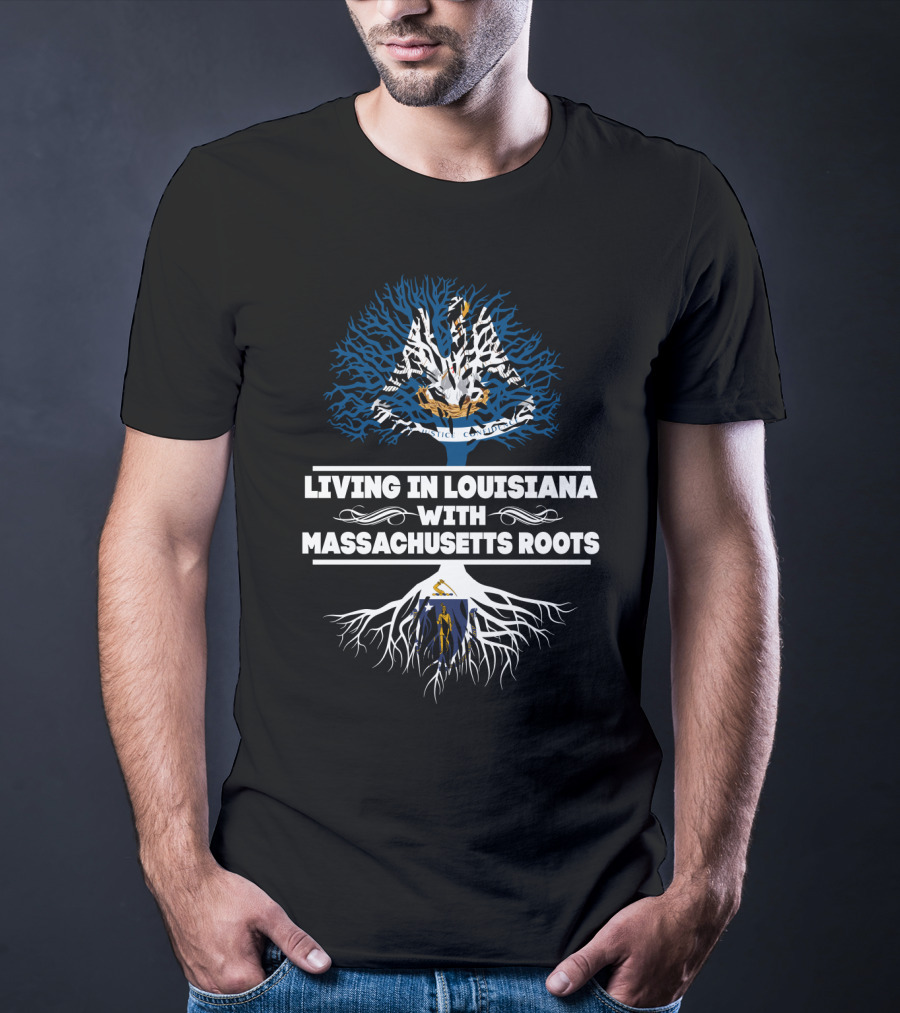 Louisiana Living With Massachusetts Heritage: State Emblem Tree T-Shirt