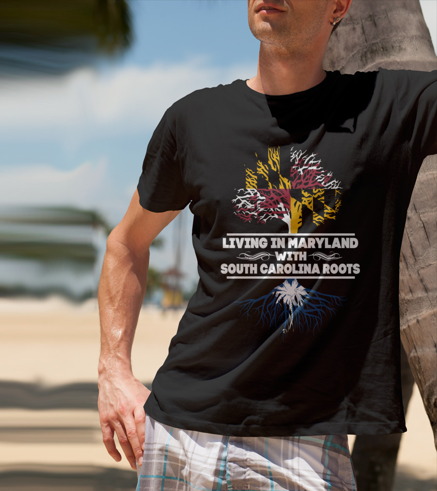 Maryland Flag Tree With South Carolina Palmetto Roots T-Shirt