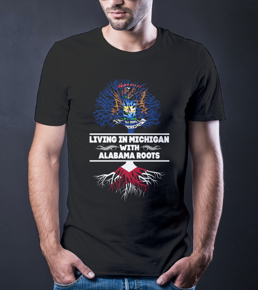 Michigan State Seal Emblem With Alabama Roots T-Shirt