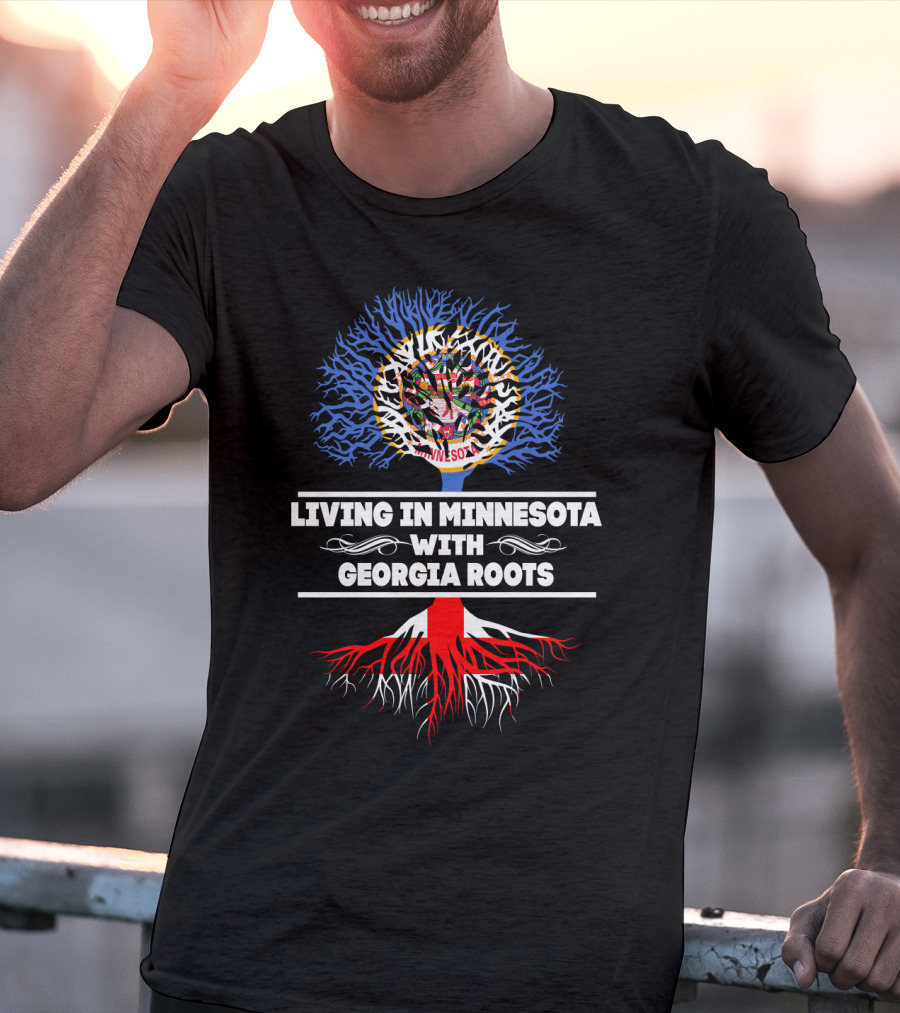 Minnesota Pride With Georgia Heritage Tree Art Featuring State Seals T-Shirt
