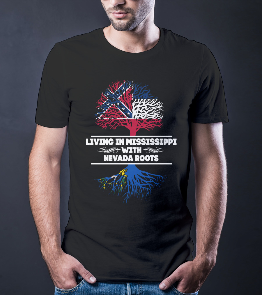 Mississippi State Flag Tree Graphic With Nevada Roots Symbolism T-Shirt