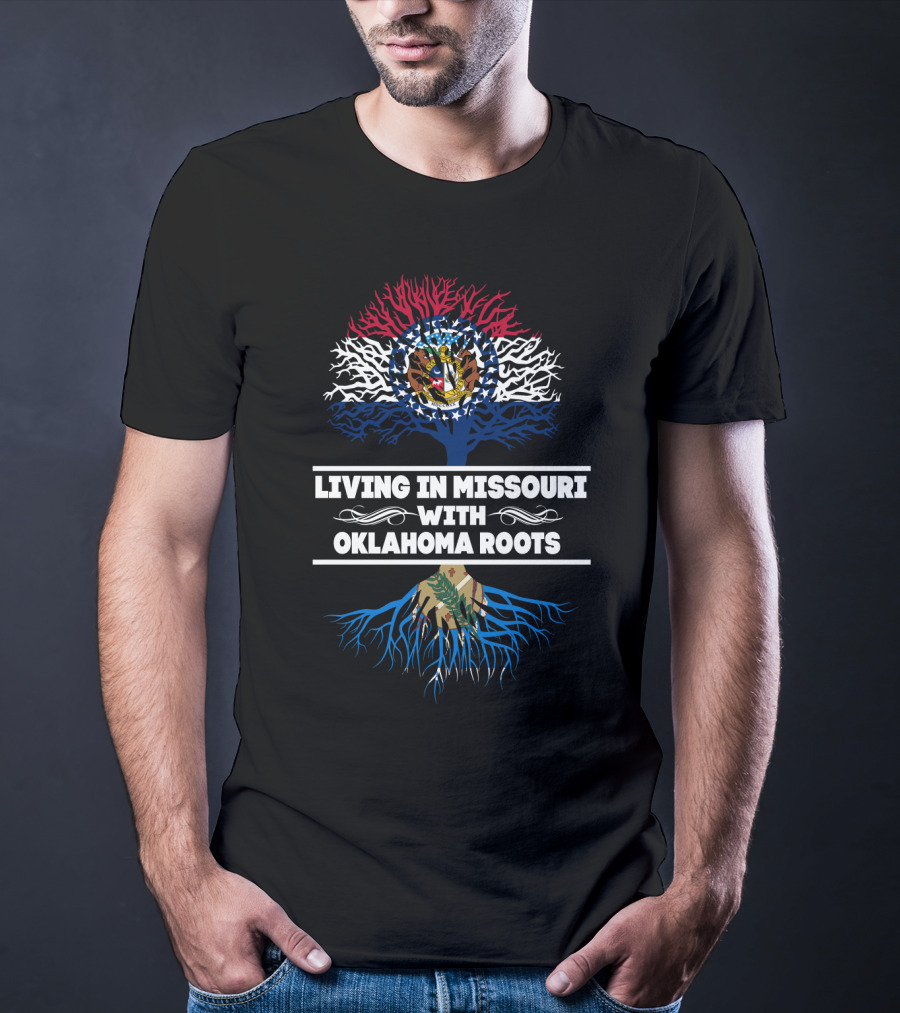Missouri Pride With Oklahoma Heritage Tree Flag T-Shirt