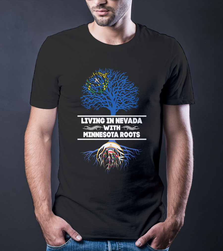 Nevada Residency With Deep Minnesota Heritage Showcased In Tree And Roots T-Shirt