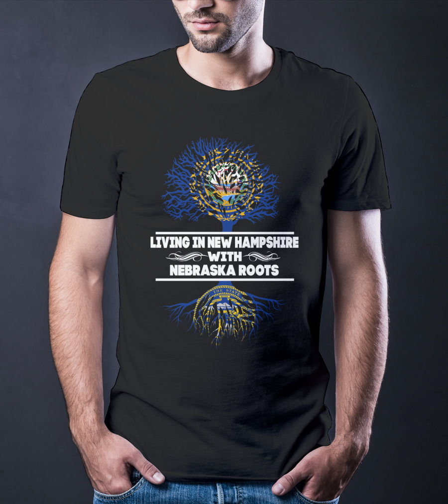 New Hampshire Life Nebraska Heritage Tree Design Featuring State Symbols T-Shirt