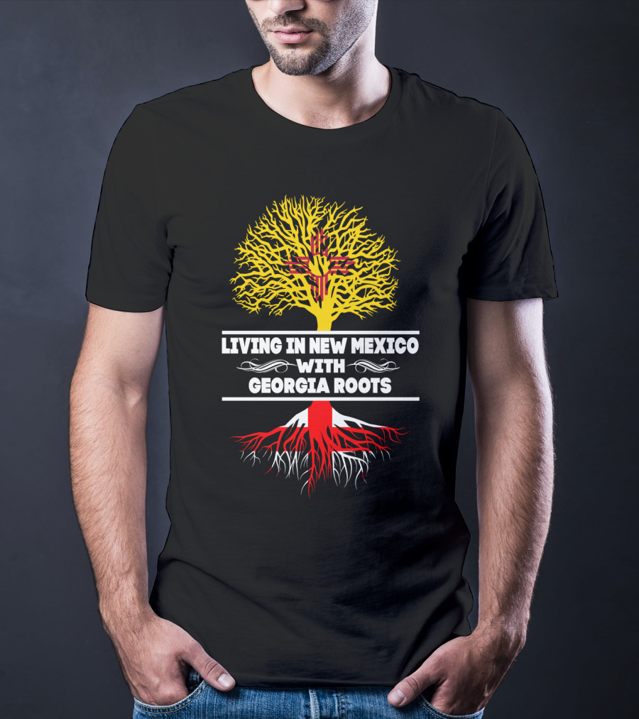 Living In New Mexico With Georgia Roots Zia Symbol Tree T-Shirt