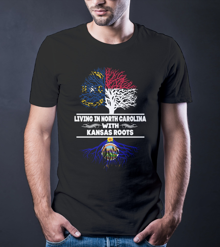 North Carolina Flag Tree With Kansas Roots And State Seal Symbolism T-Shirt