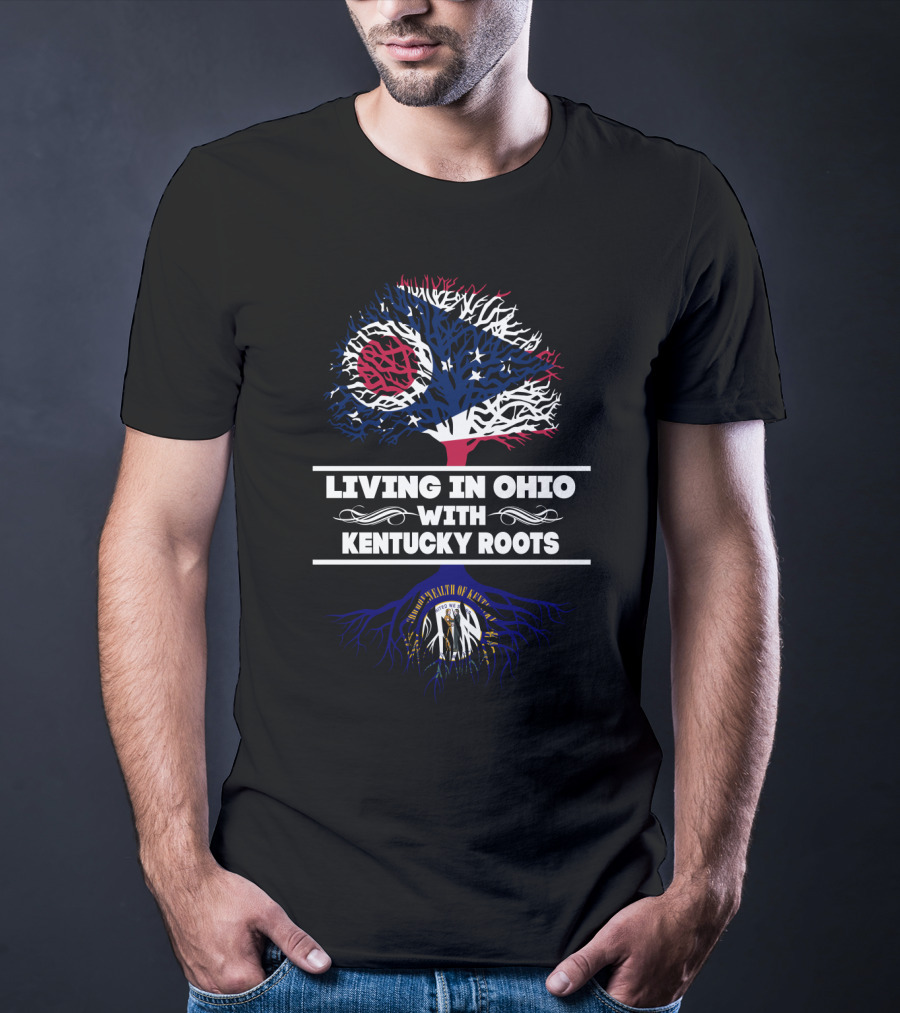Ohio And Kentucky Heritage With Tree Design And State Symbols T-Shirt