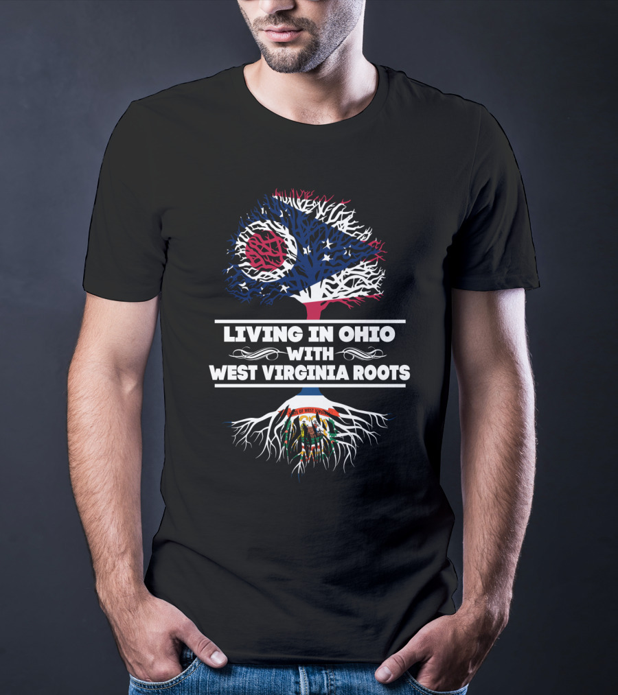 Ohio Flag Tree With West Virginia Roots Flag T-Shirt