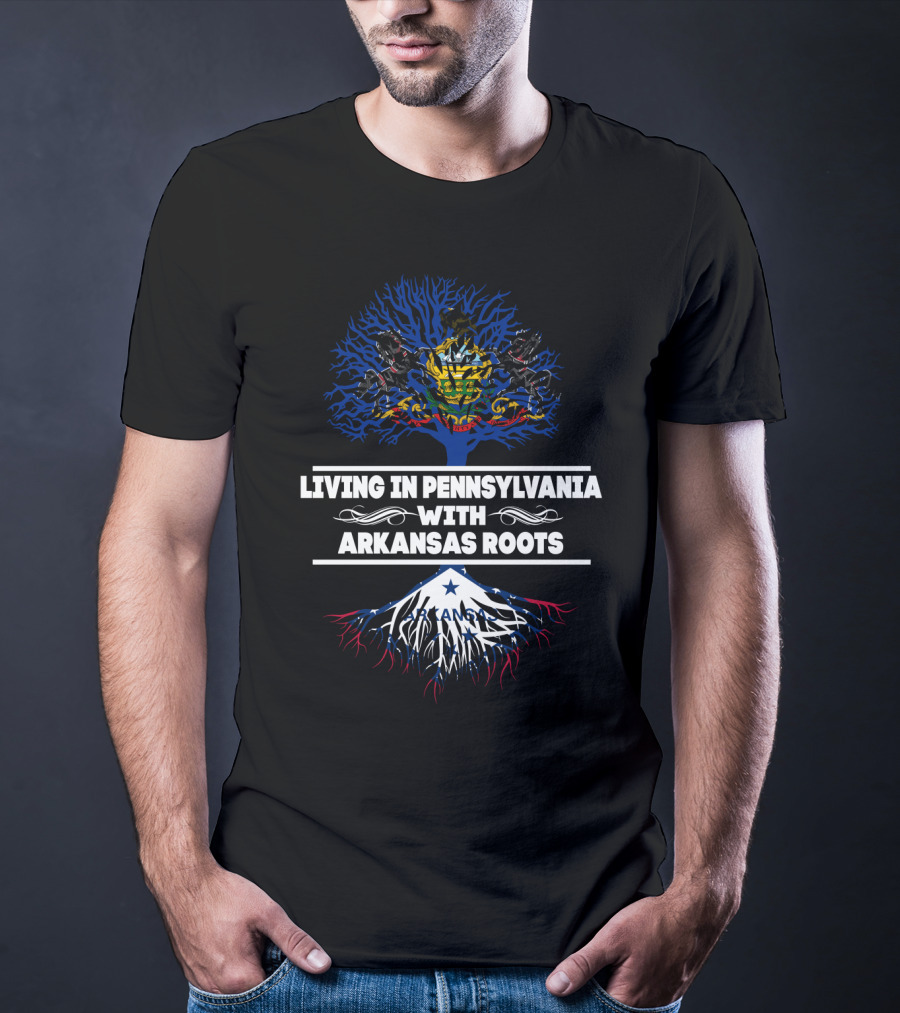 Pennsylvania Life Embracing Arkansas Heritage With State Symbols And Roots Motif T-Shirt
