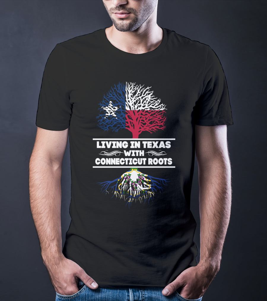 Texas And Connecticut Fusion: Lone Star Flag Tree With Nutmeg State Roots T-Shirt