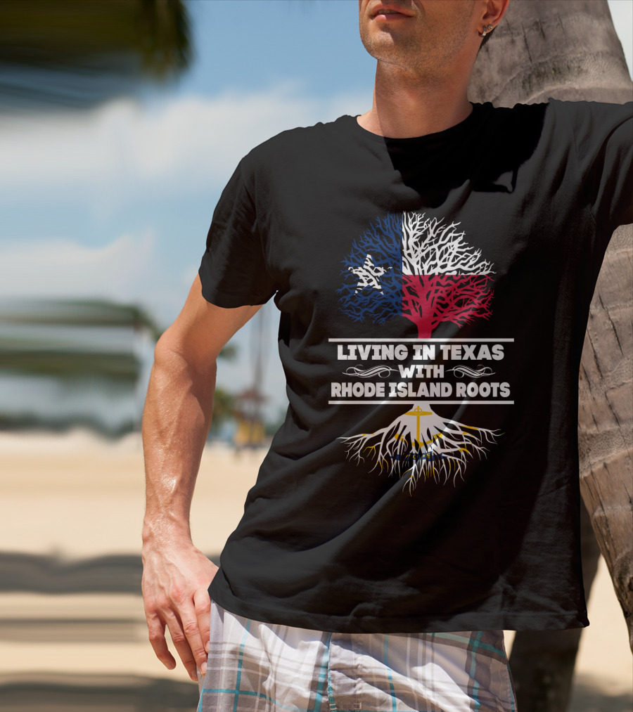 Texas And Rhode Island Heritage: Lone Star And Ocean State Tree Roots T-Shirt
