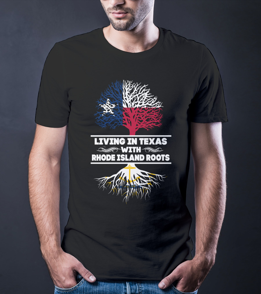 Texas And Rhode Island Heritage: Lone Star And Ocean State Tree Roots T-Shirt