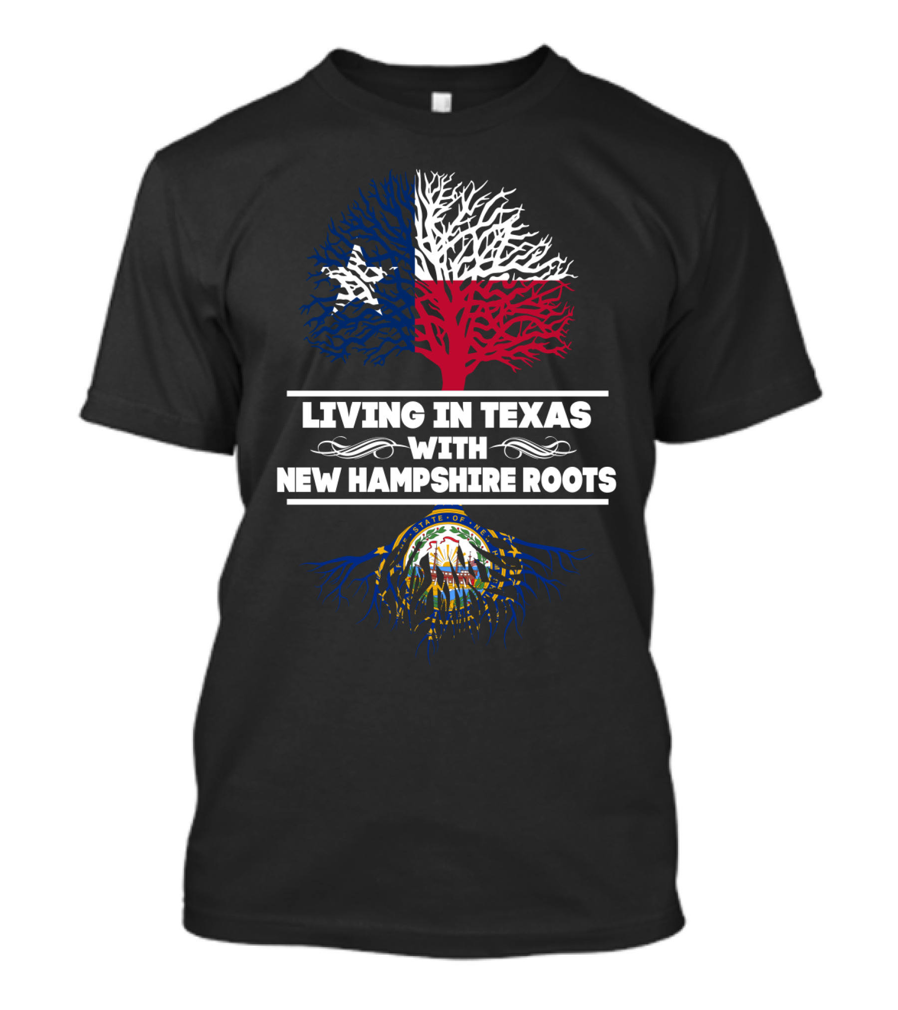 Texas Heritage Meets New Hampshire Ancestry With Flag-Inspired Roots And Lone Star Symbolism T-Shirt