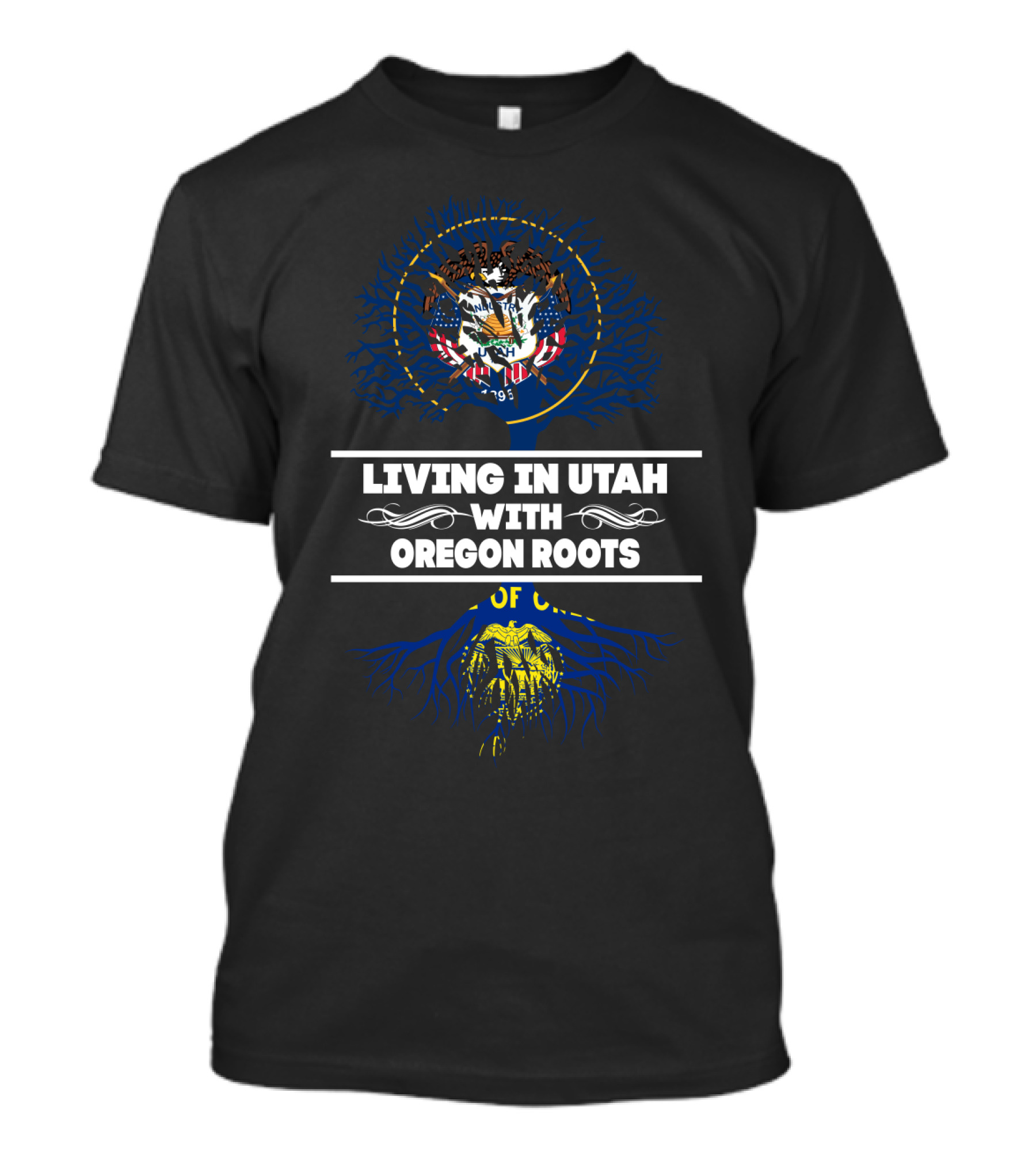 Utah State Emblem And Oregon Tree Roots Connection T-Shirt