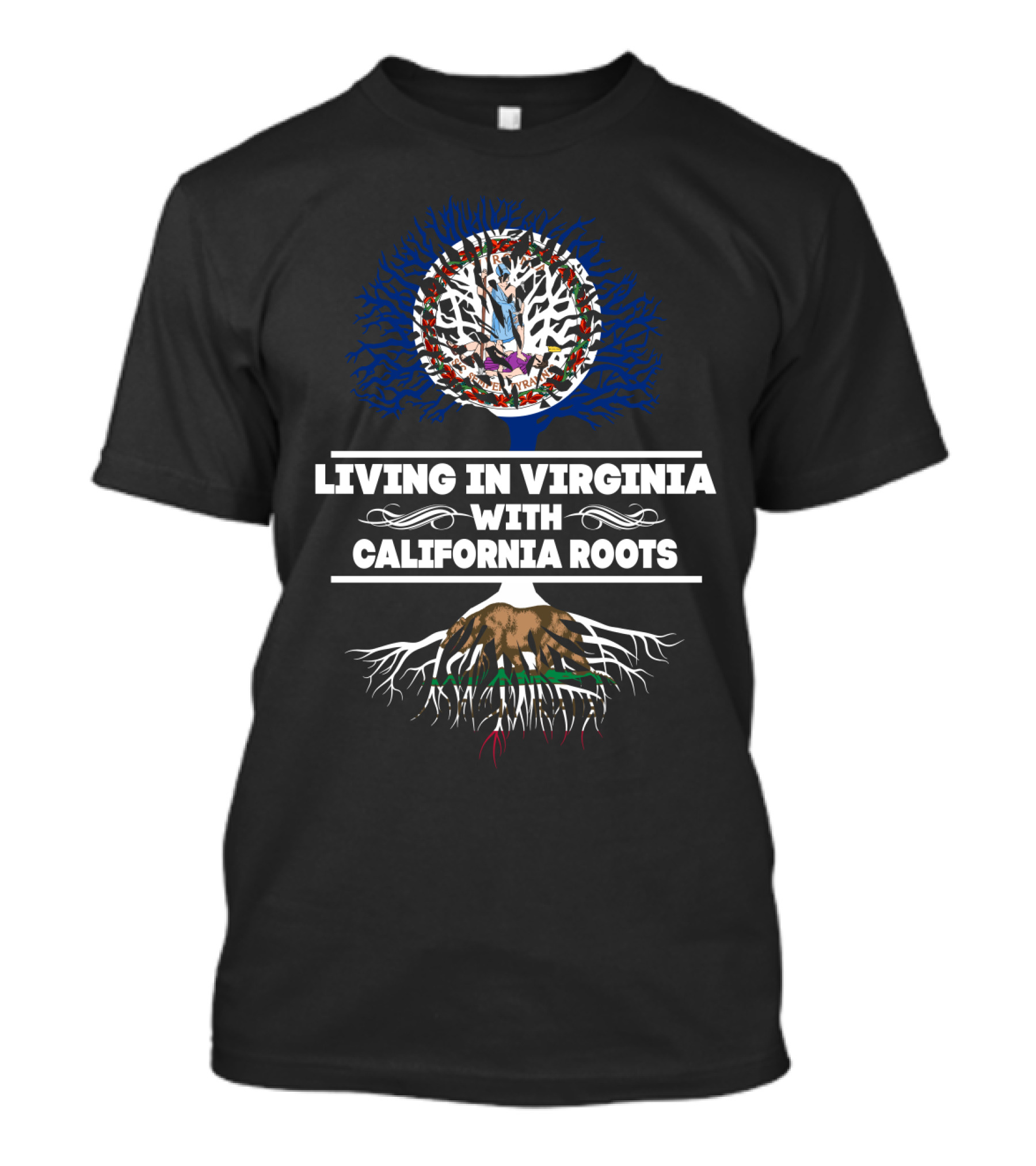 Virginia Lifestyle Embraced By Deep California Roots Reflecting State Symbols T-Shirt