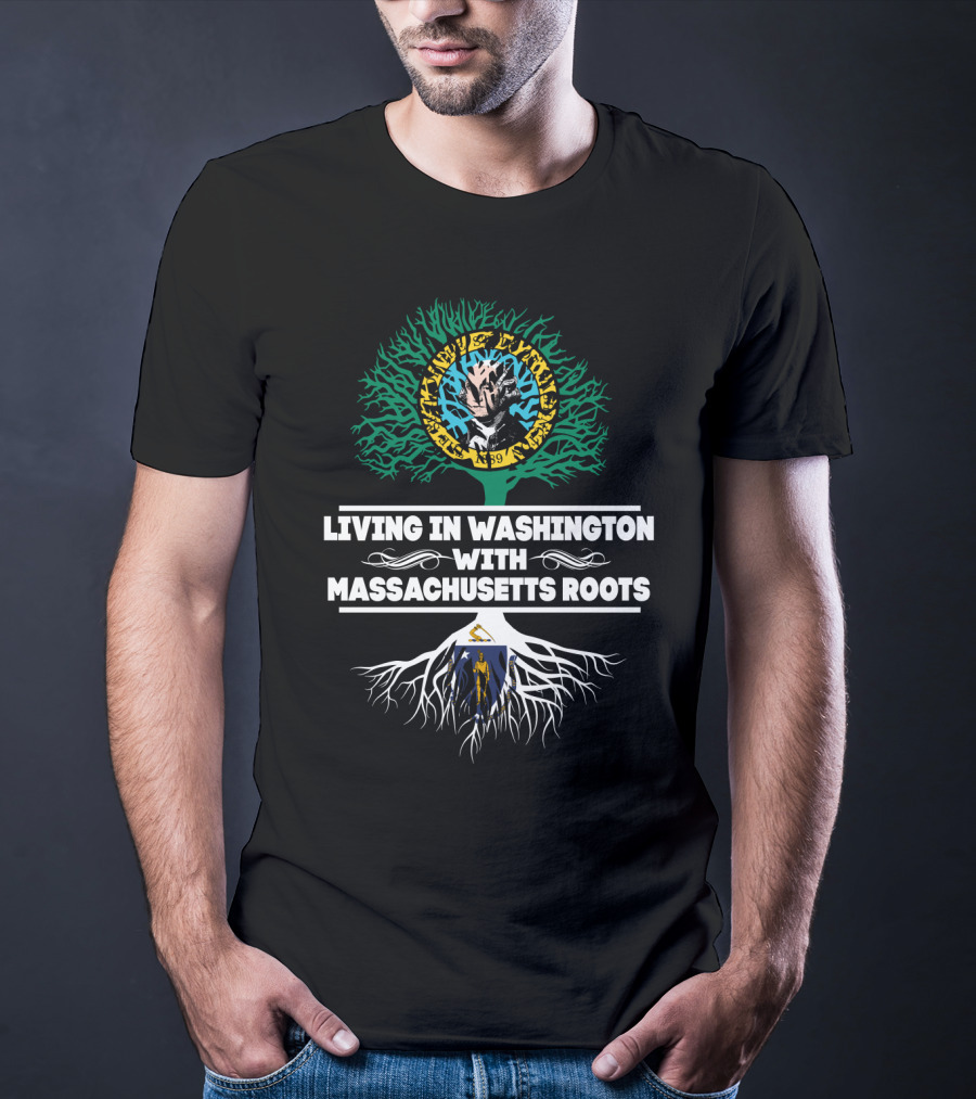 Living In Washington With Massachusetts Roots New England Revolution Patriots Logo Family Heritage T-Shirt