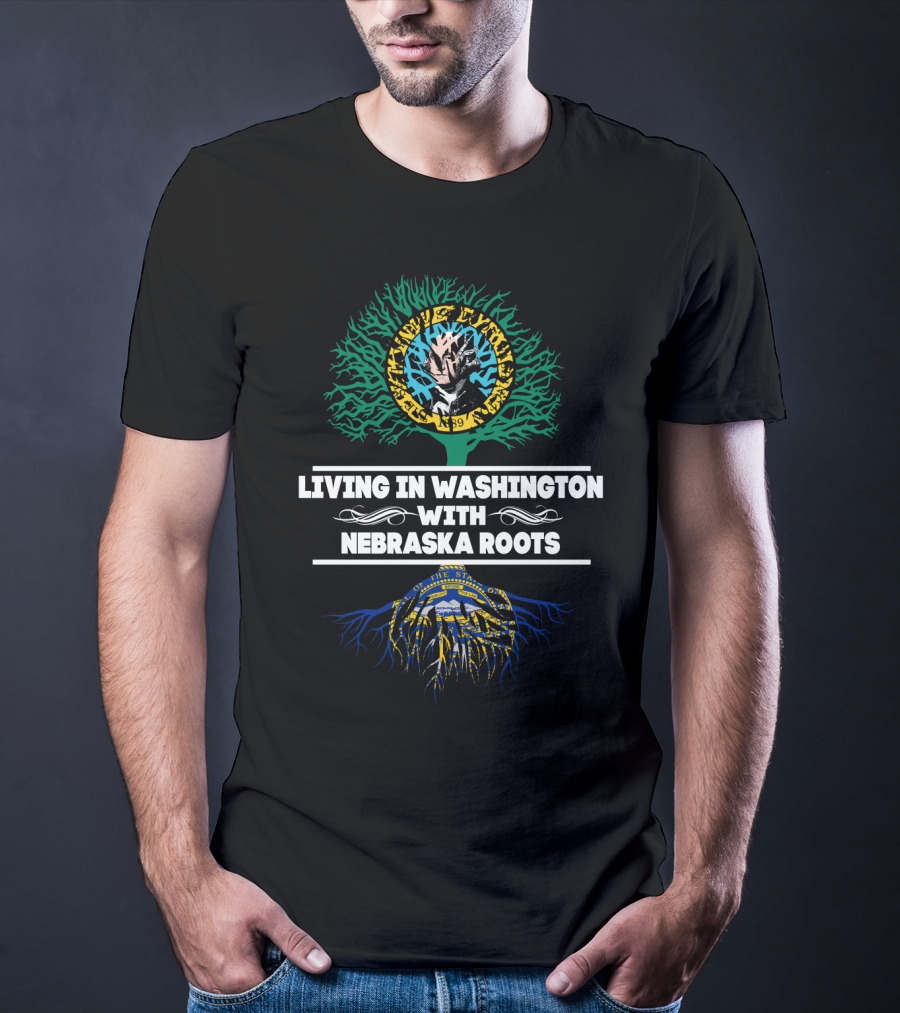 Living In Washington With Nebraska Roots State Seals T-Shirt