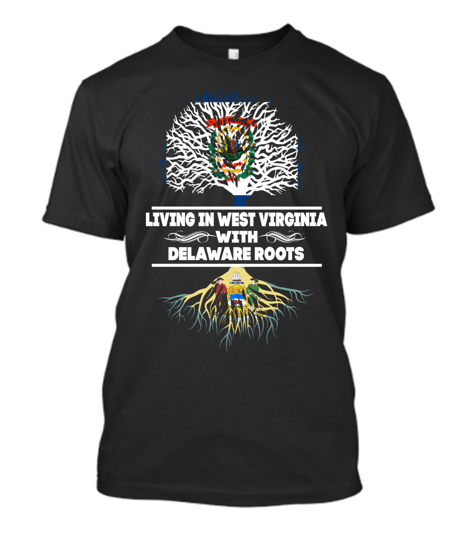 West Virginia Living With Delaware Heritage Tree And State Seals T-Shirt