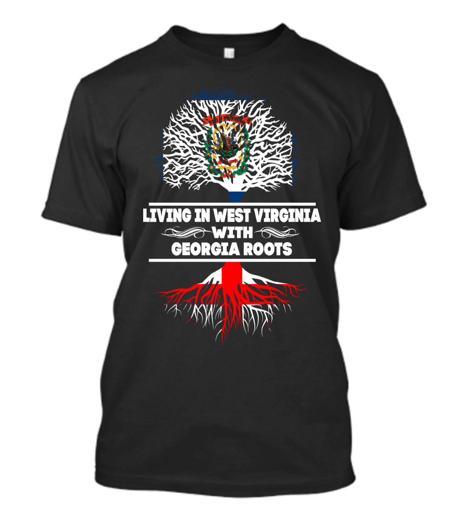 West Virginia Pride With Georgia Heritage Tree Emblem T-Shirt