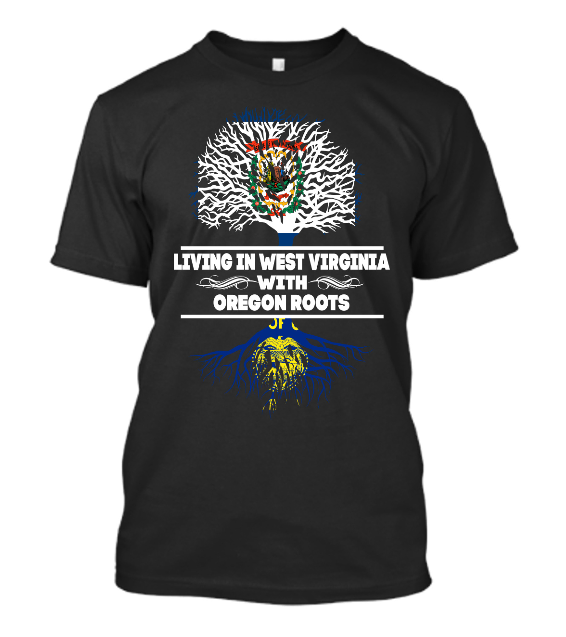 West Virginia Living Oregon Roots Tree Design Emblem T-Shirt