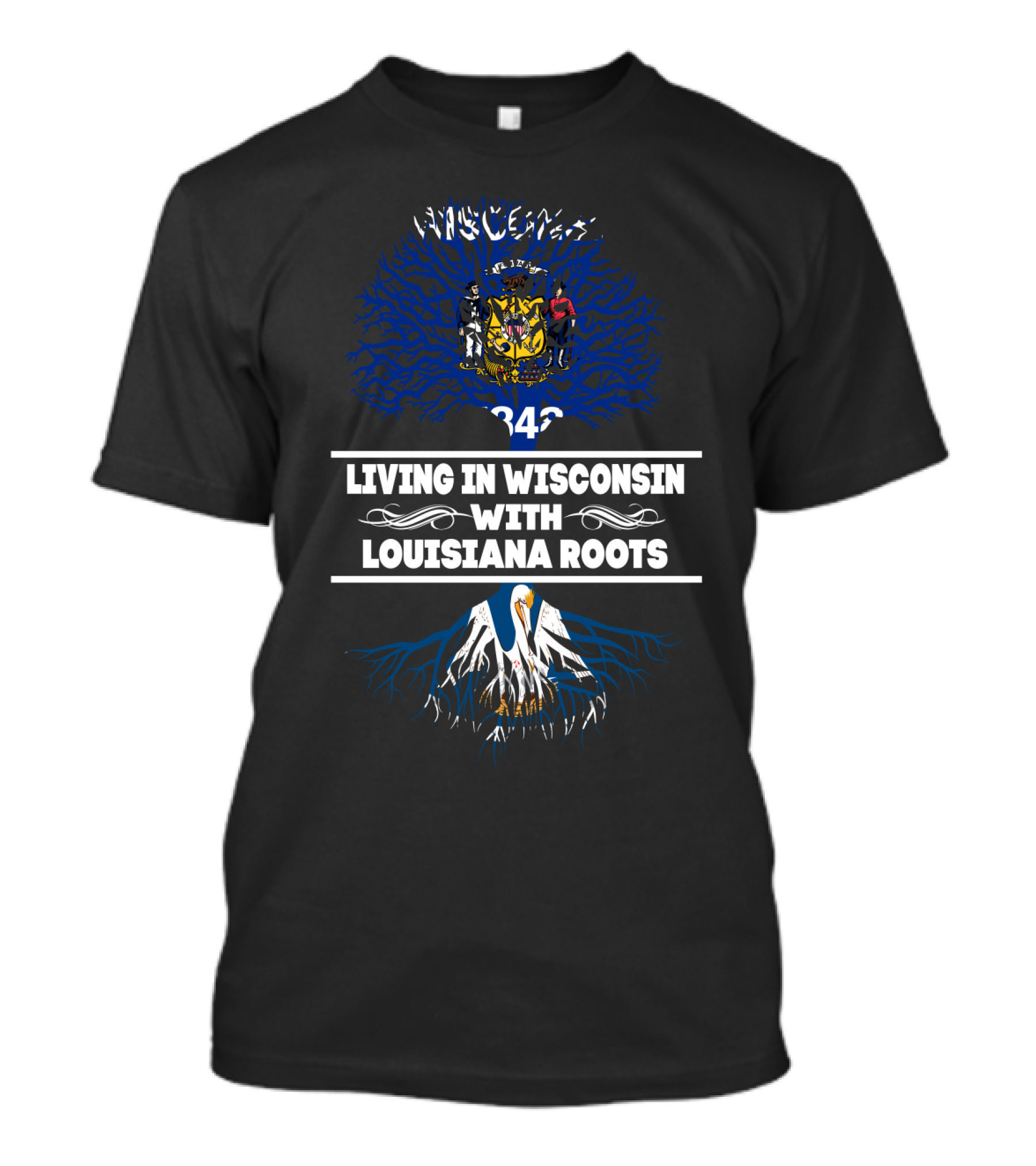 Wisconsin Pride Meets Louisiana Heritage With State Seal And Pelican Symbolism T-Shirt