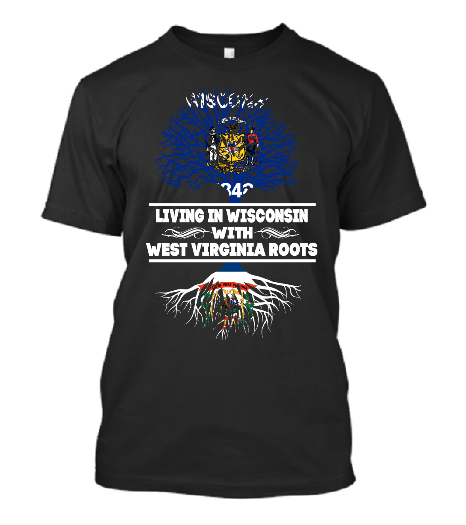 Wisconsin And West Virginia Roots United With State Symbols T-Shirt