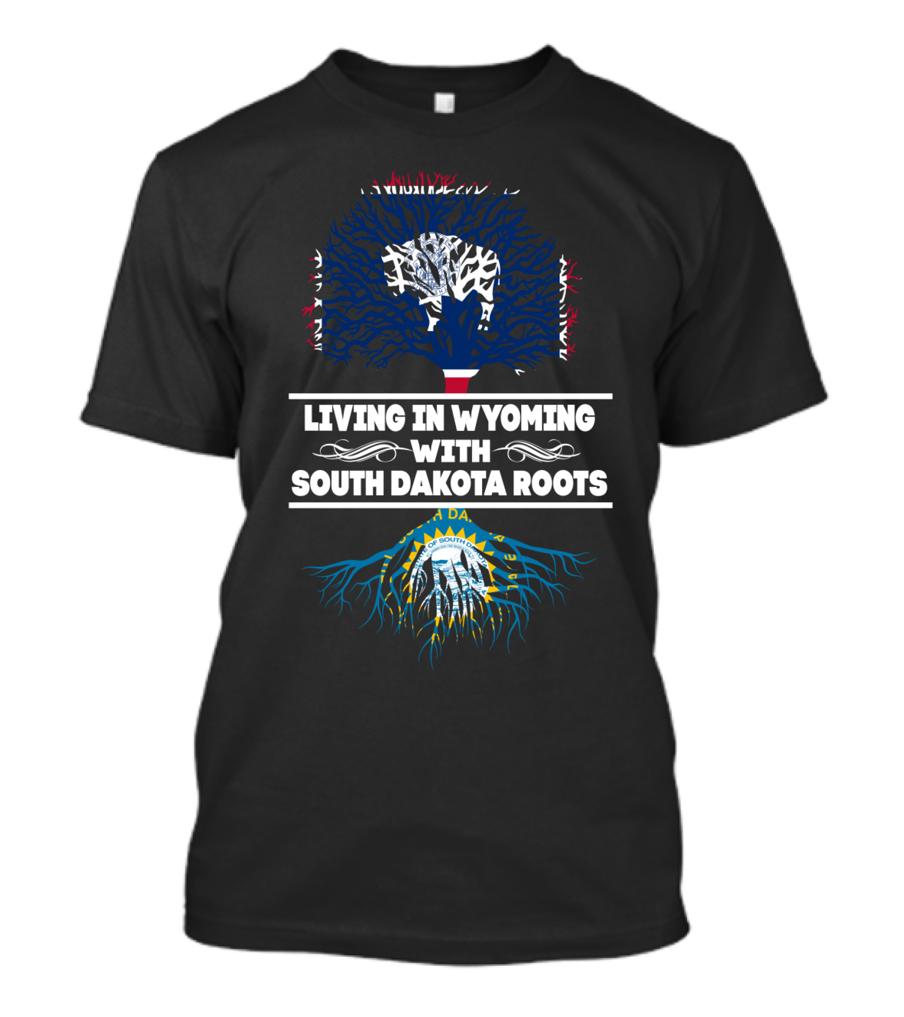 Wyoming Living With Deep South Dakota Heritage Iconography And Tree Symbolism T-Shirt