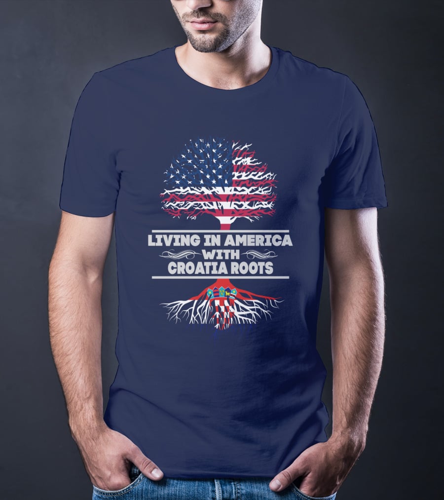 Living IN America With Croatia Roots USA Flag Tree T-Shirt