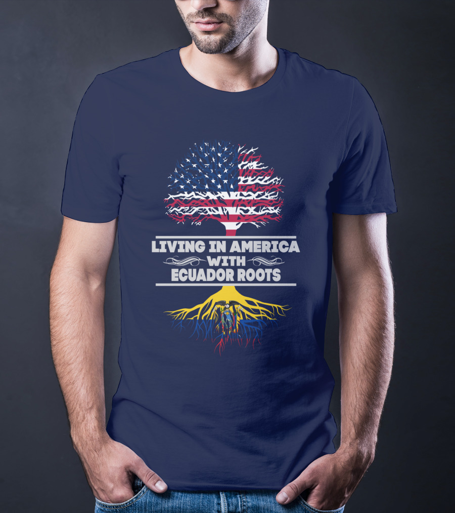 Living IN America With Ecuador Roots USA Flag Tree T-Shirt