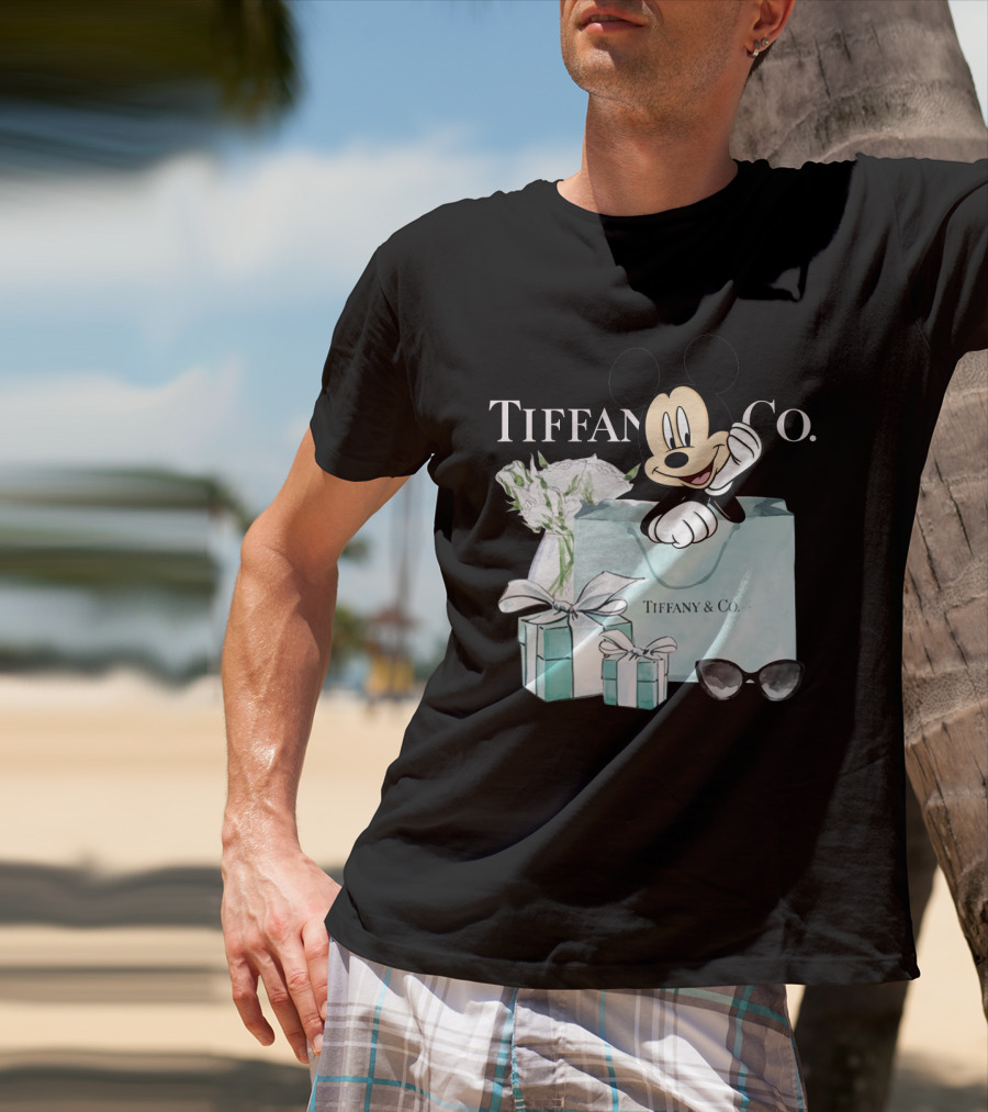 Tiffany And Co Mickey Mouse With Gift Boxes And Flowers T-Shirt
