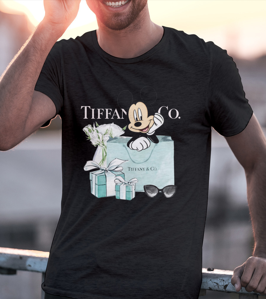 Tiffany And Co Mickey Mouse With Gift Boxes And Flowers T-Shirt