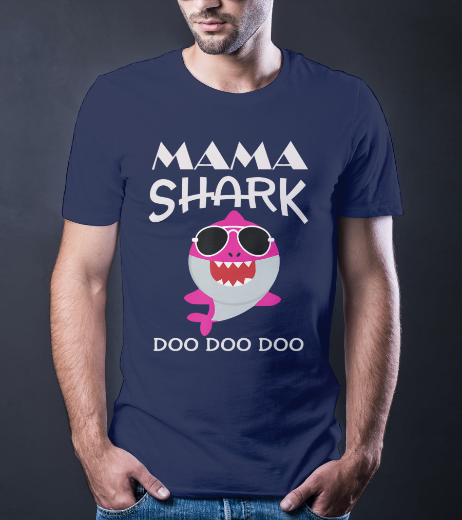 Mama Shark Doo Doo Doo Sunglasses Cartoon T-Shirt