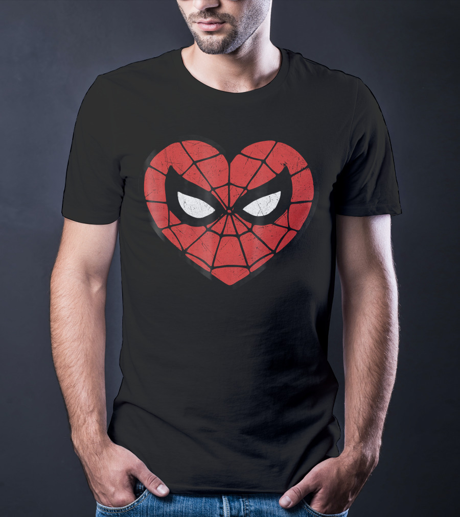 Marvel Spider Man Heart Face Mask Valentines T-Shirt