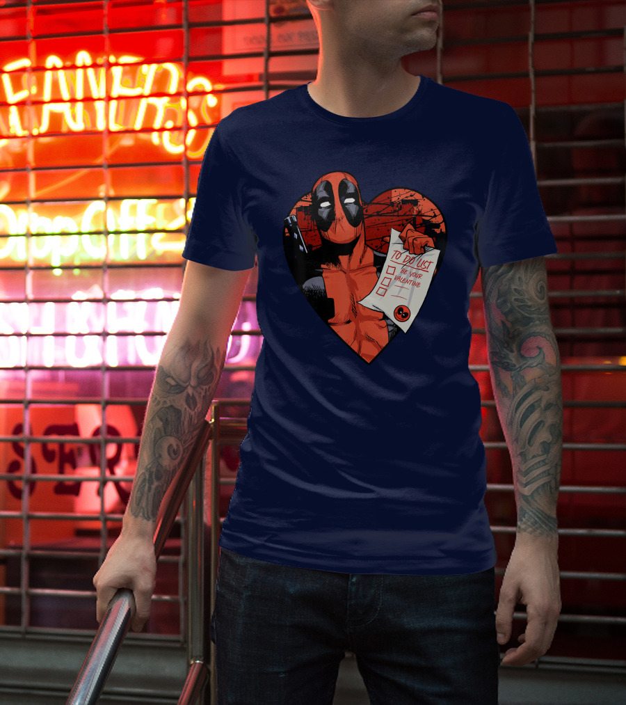 Marvel Deadpool Be Your Valentine To Do List Heart T-Shirt