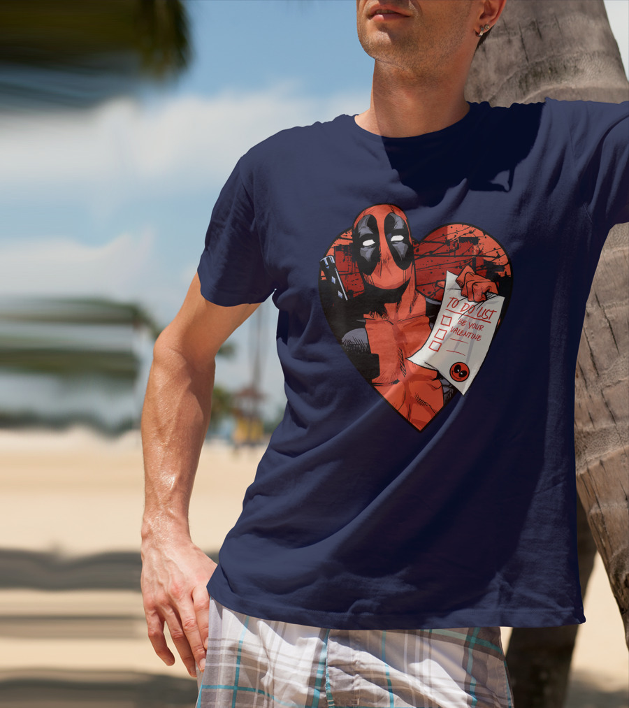 Marvel Deadpool Be Your Valentine To Do List Heart T-Shirt