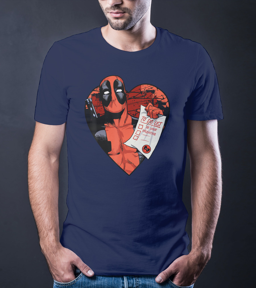 Marvel Deadpool Be Your Valentine To Do List Heart T-Shirt