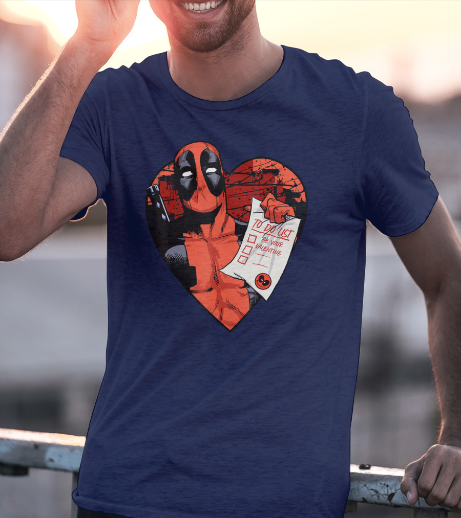 Marvel Deadpool Be Your Valentine To Do List Heart T-Shirt